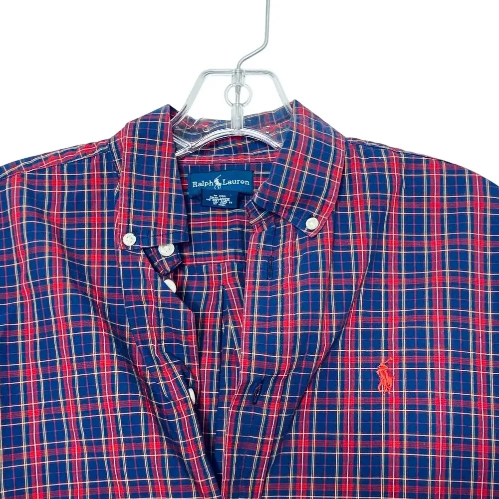 Ralph Lauren Plaid Top L‎ Shirt Long Sleeve Preppy School Classic Holiday Tartan